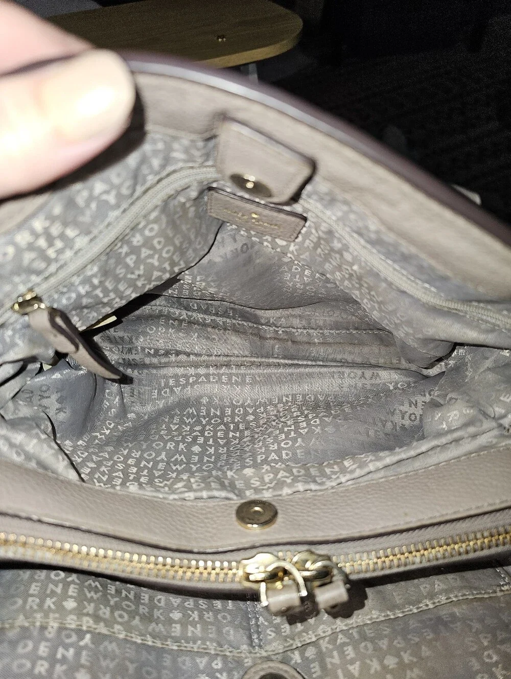 Kate Spade Larchmont Avenue Evangelie Satchel Leather Grease Grey Taupe - Picture 8 of 14